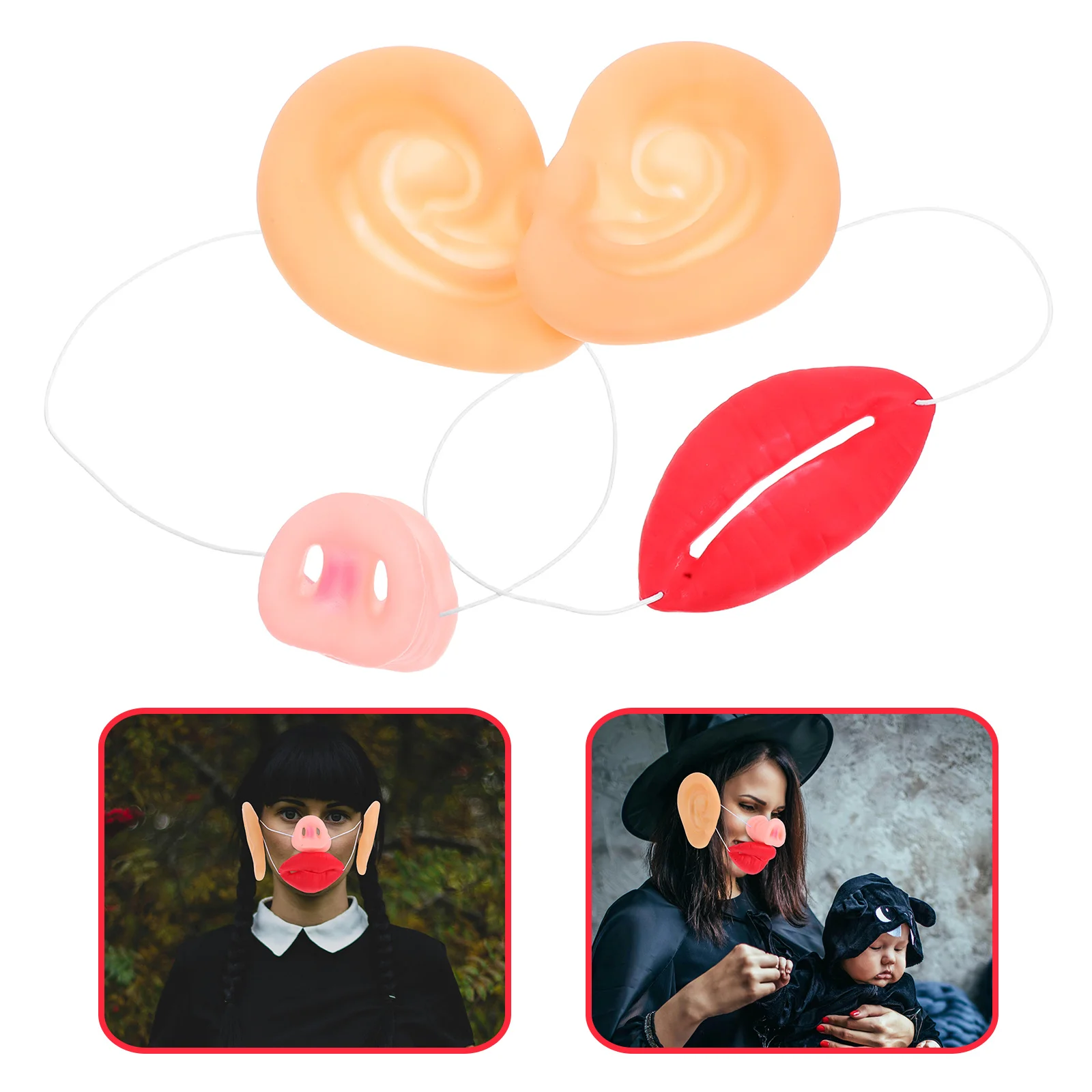 مجموعة واحدة من إكسسوار أزياء خنزير الهالوين، آذان أنف الخنزير الواقعية، حزام من اللاتكس الناعم، حزام قابل للتعديل، وجه الخنزير للعب الأدوار للحفلات