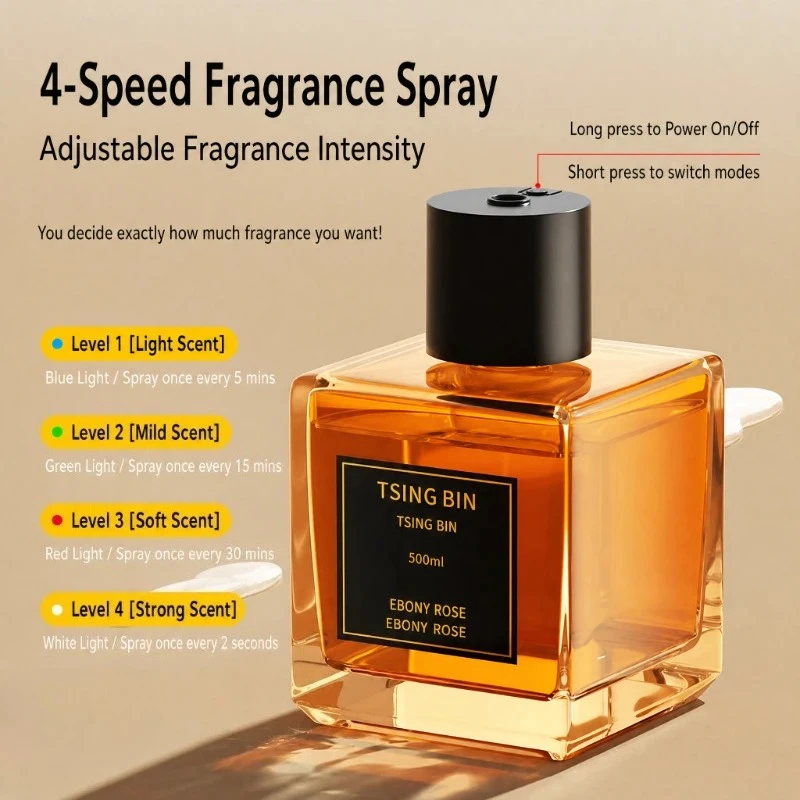 Bedroom Home Long Lasting Indoor Odor Removal Flameless Rattan Reed Diffuser Oil Automatic Spray Aromatherapy Machine