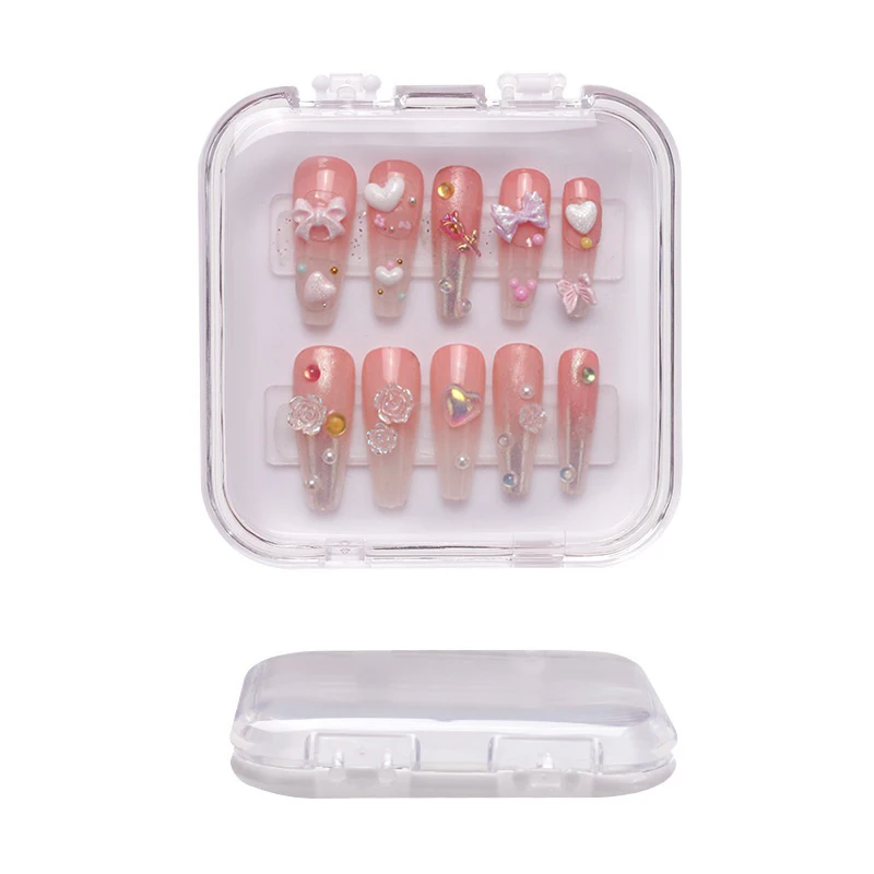 1Pc Nail Art Organizer Transparante Plastic Verpakking Nagelverbetering Opslag Sieraden Ketting Display Geschenkdoos