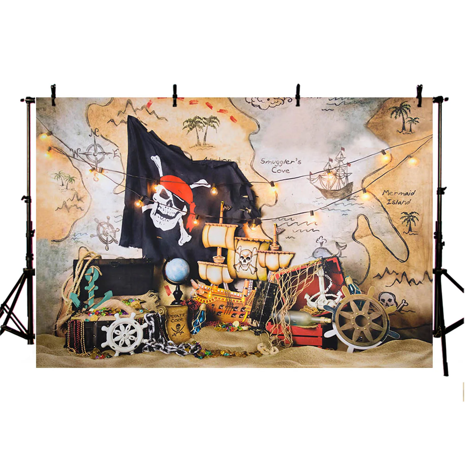 AIBIIN Pirate Backdrop Old Treasure World Birthday Party Baby Portrait Photography Background Photocall Photo Studio Party Decor