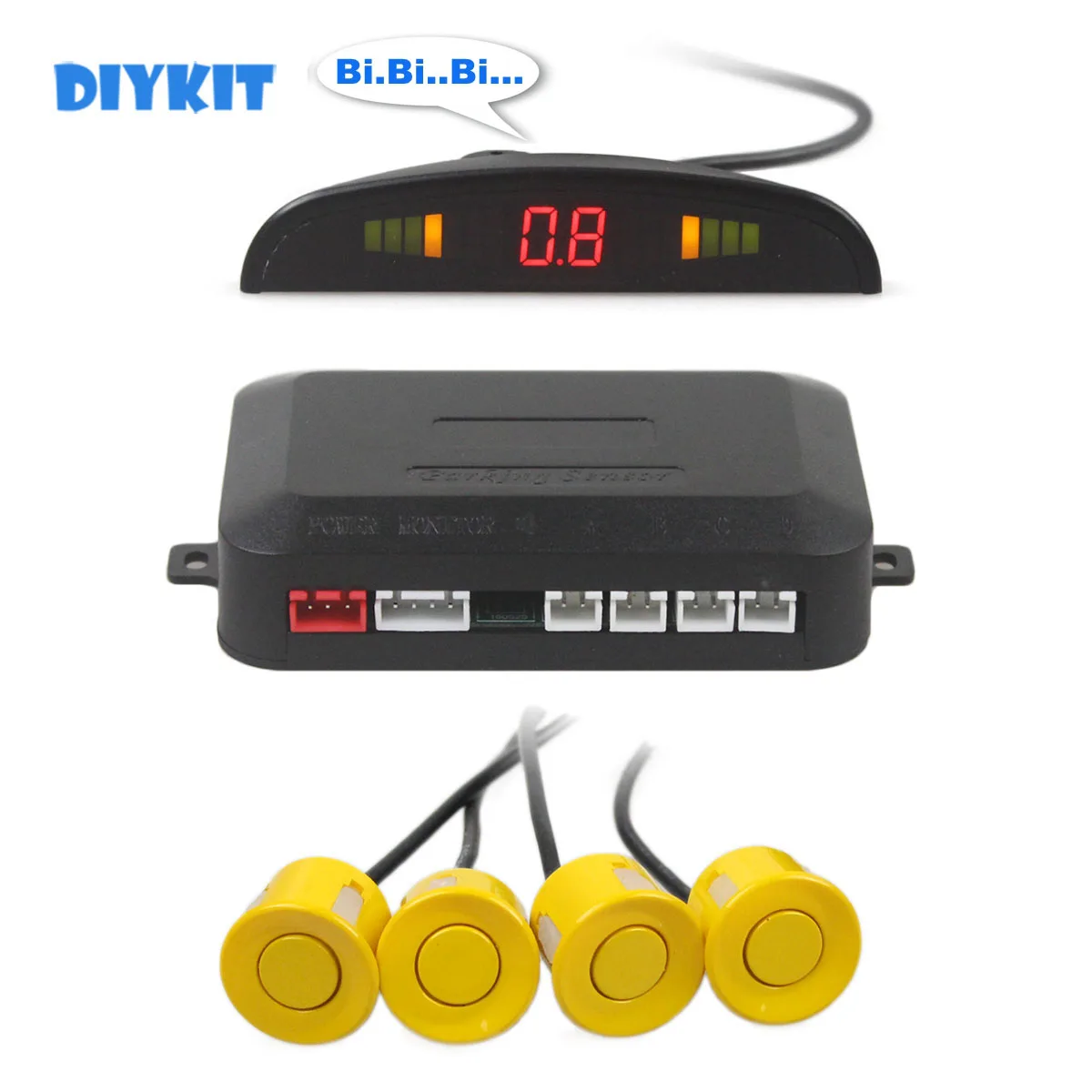 DIYKIT Car Parking Radar Sensors Backup Radar System with LED Backlight Display + 4 Sensors