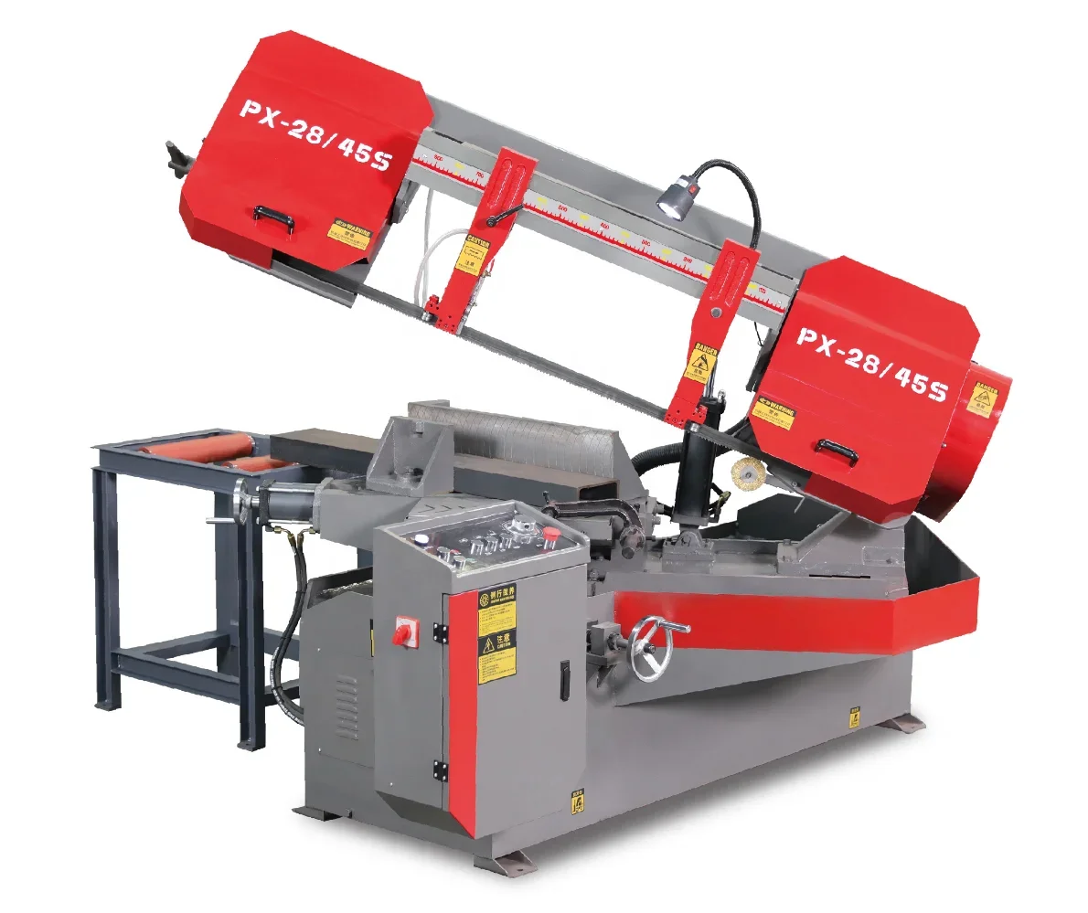 Automatic numerical control metal cutting band sawing machine speed regulation inclusive programmable controller core manual