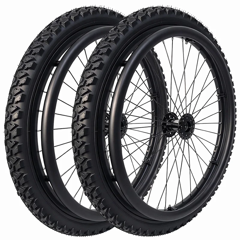 A Pair of 24X1.95 (50-507) Wheelchair Rear Wheels, Mountain Wheels, All-Terrain Tires, Large Particle off-road Pneumatic Tires, Quick-Release Installation, One Each for Left and Right (Pair)