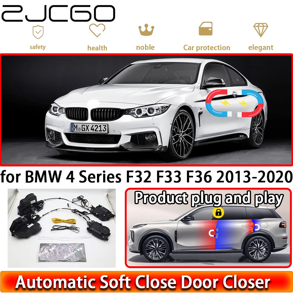 ZJCGO for BMW 4 Series F32 F33 F36 2013-2020 OEM Car Soft Close Door Kit Power Closing Latch System Auto Pull Door Easy Close