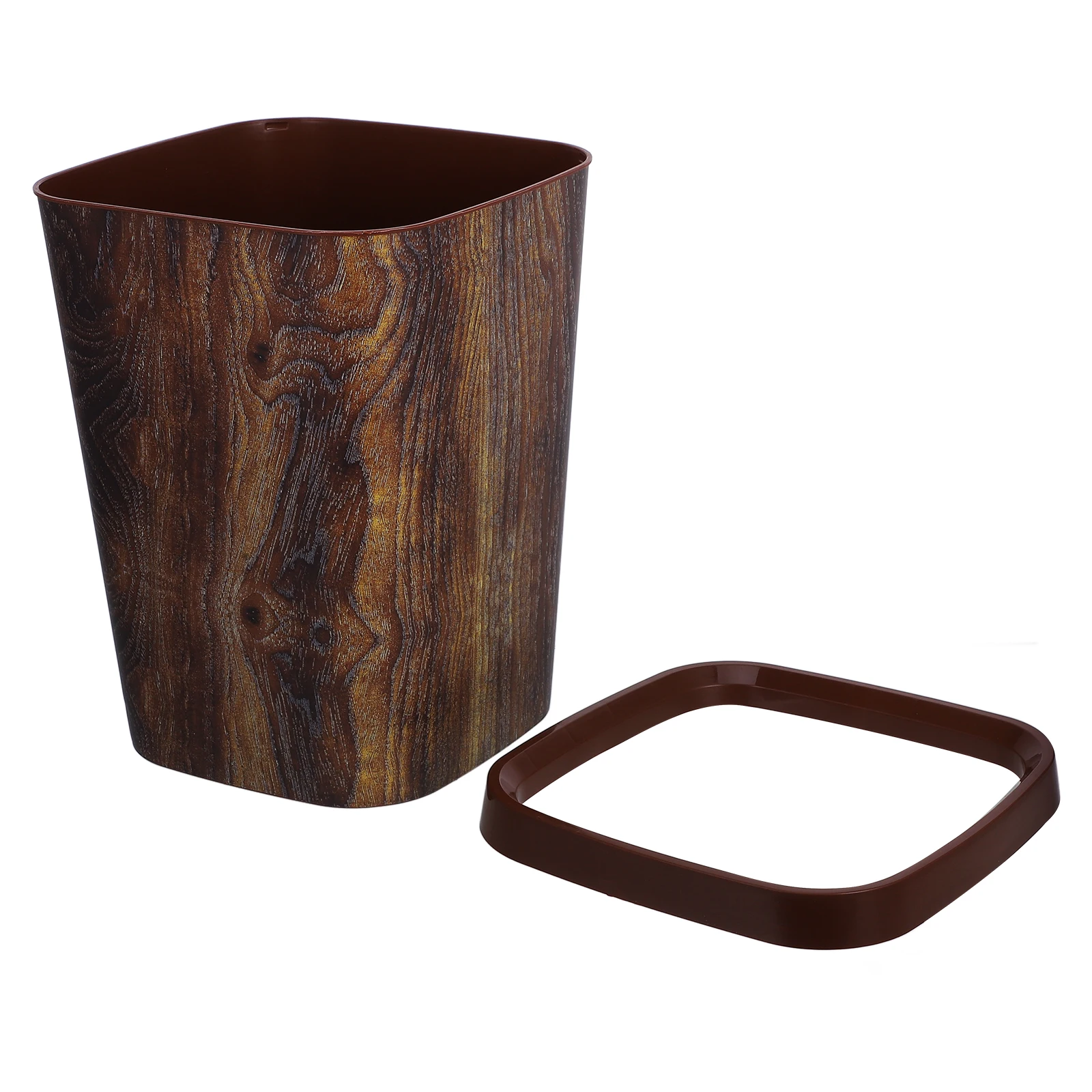 

Wood Grain Trash Can Toilet Small Trashcan Household Bathroom Office Car Kitchen