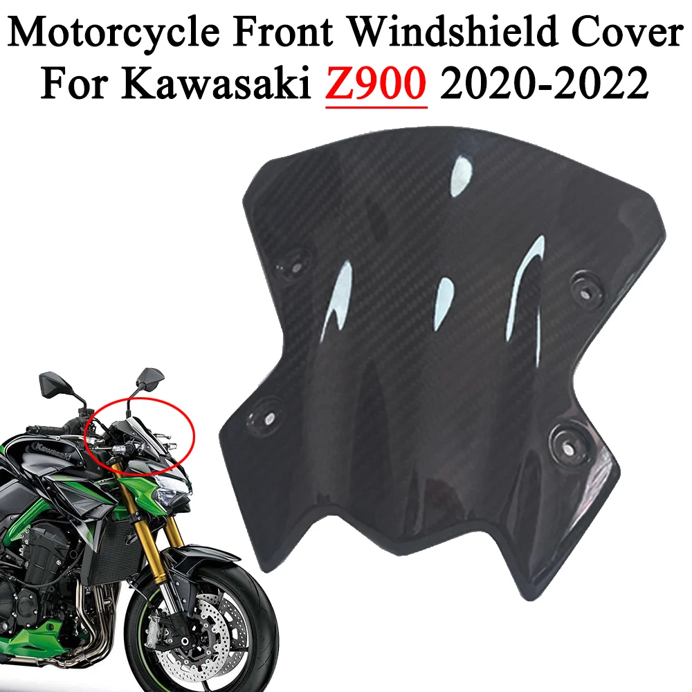 

Real Carbon Fiber Motorcycle Front Windshield Cover Modify Racing Car For Kawasaki Z900 Z900SE 2020 2021 2022 Moto Accessories