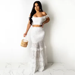 Dress Sets Women Skirt Fishtail Sheath Midriff Outfit Lace Long Dress Camis Tops Summer 2 Piece Sets Long Sheath Skirts