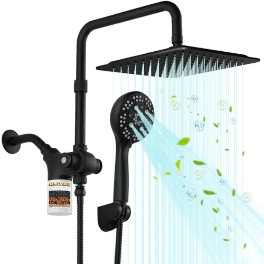 

10 inch Filtered Shower Head7 Settings High Pressure Dual Shower Heads with Handheld Spray Combo 3-Way Rain Shower Head with Fi