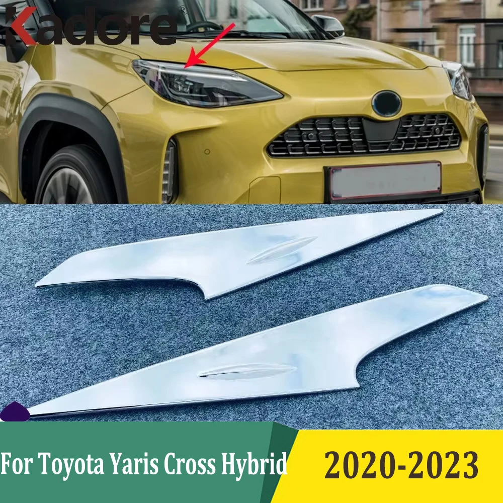 

Для Toyota Yaris Cross Hybrid 2020 2021-2023 хромированная накладка на фару, передняя фара, крышка лампы, полоски, украшение, Стайлинг автомобиля