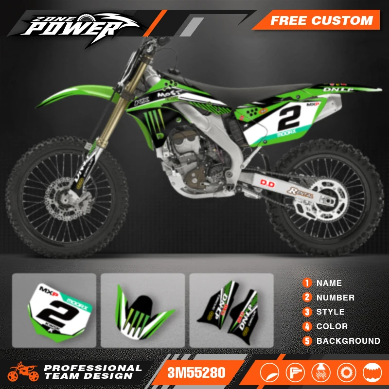 Powerzone Motorcycle Graphics For Kawasaki 250 KXF 2006-2008 Decals Stickers Kit For Kawasaki KX250F KXF 250 KXF250
