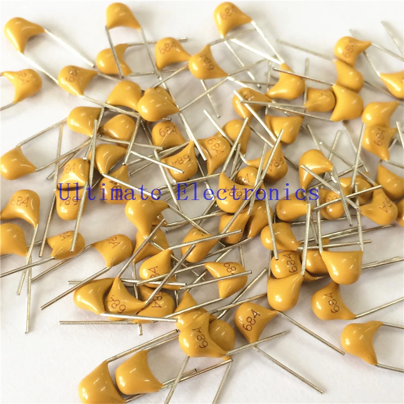 

100pcs/1000pcs Multilayer ceramic capacitor 0.68uF 684 50V 680nF 684M P=5.08mm