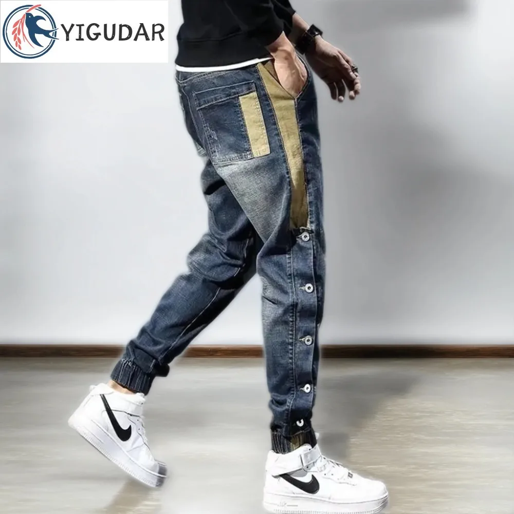 

Mens Harem Pants Fashion Pockets Desinger y2k baggy pants Moto Jeans Men Stretch Retro Streetwear Relaxed Tapered Jeans