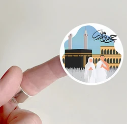 60Pcs 4cm Eid Umrah Mubarak Ramadan kareem Kaba Temple Baking Seal Labels Paper Stickers Islamic Muslim Eid al-fitr Party Decor
