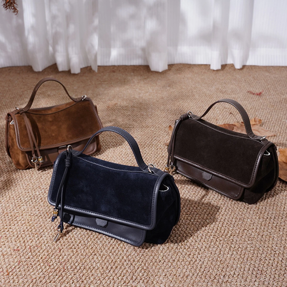 New Retro Top-grain Cowhide Women's Handbag Premium, Light Luxury Commuter Crossbody Bag Genuine Leather Classic Shoulder Bag