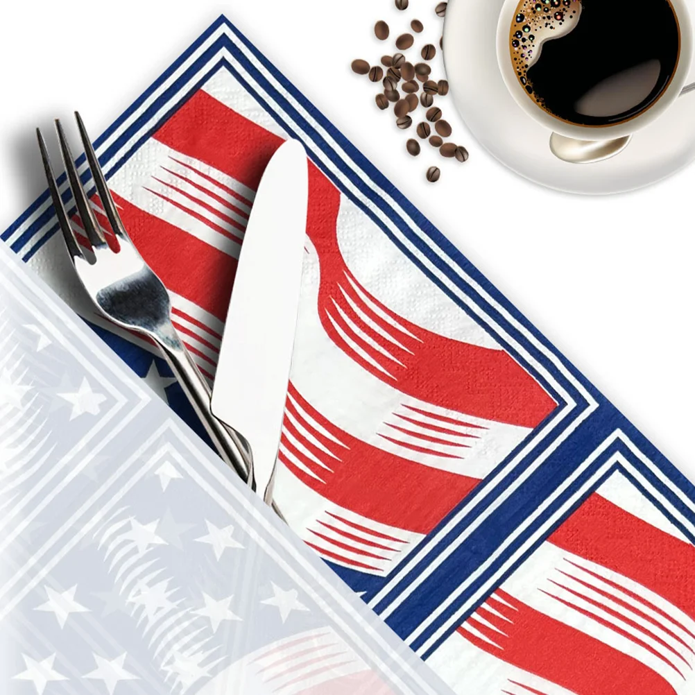 40 Pcs Paper Napkin Napkins Party Decorative Independence Day Dinner Serving Utensils