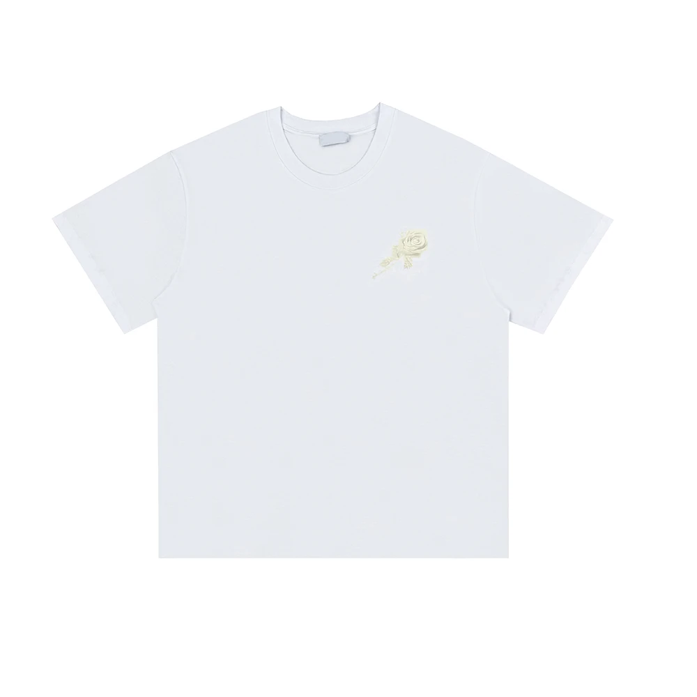 

Футболка Abloh лучшего качества с принтом роз, футболки для мужчин и женщин, футболки из плотного чистого хлопка с короткими рукавами, уличные топы, футболка большого размера