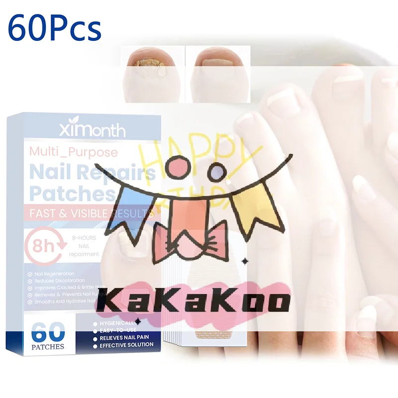60개 발톱 무좀 패치 접착식 네일 리페어 패치 내성발톱 교정 스티커 발톱 관리 패치