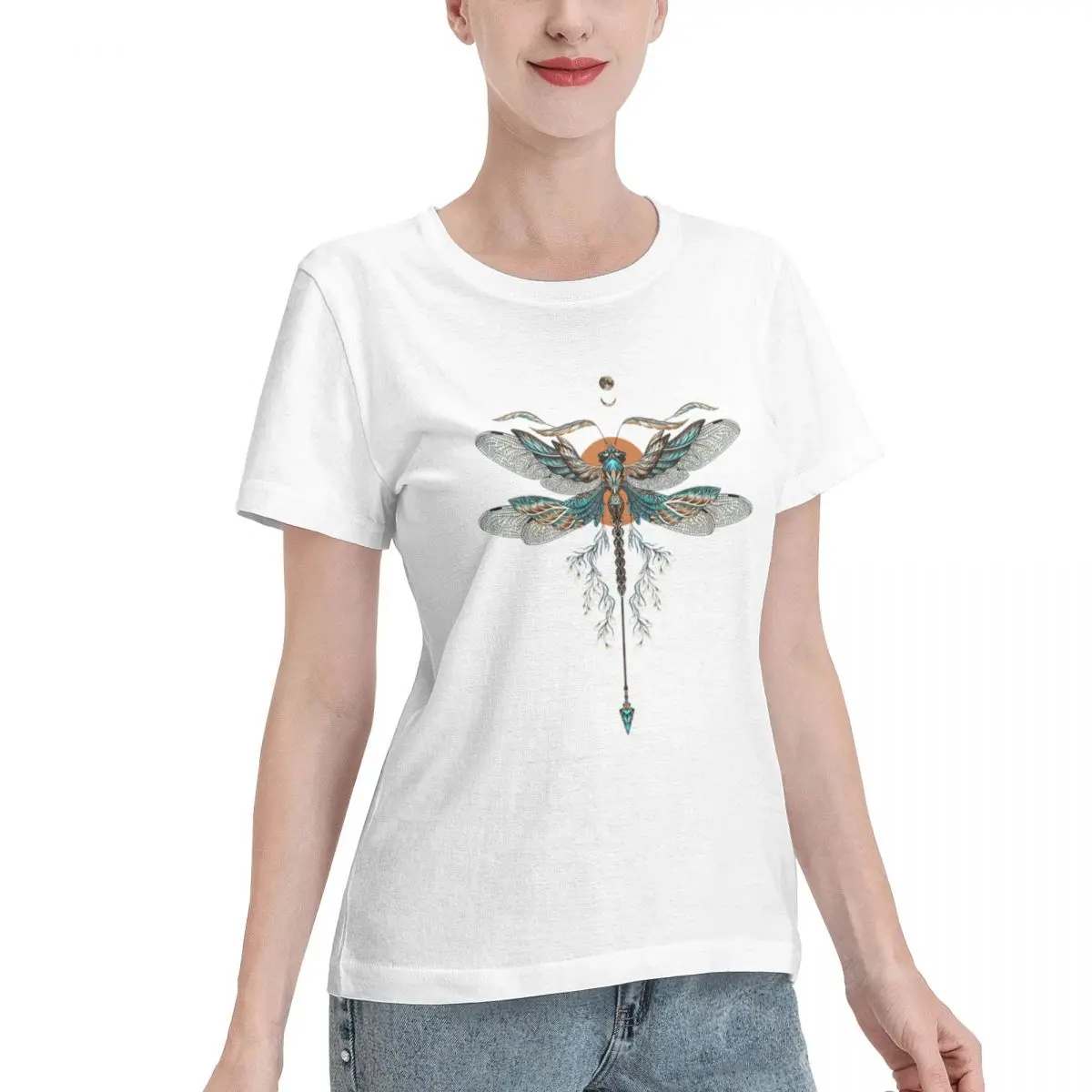 Bulk Wholesale Dragon Fly Tattoo Women's T-shirt Retro Korean Fashion Top