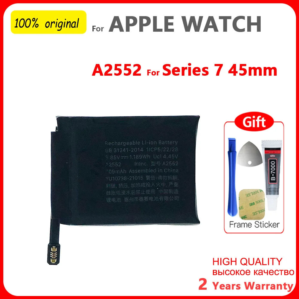 Genuine New Battery A2345 A2327 A2663 A2552 Battery For iWatch Series 6 7 S6 40/44mm S7 41/45mm Apple Smart Watch Batteria+Tools