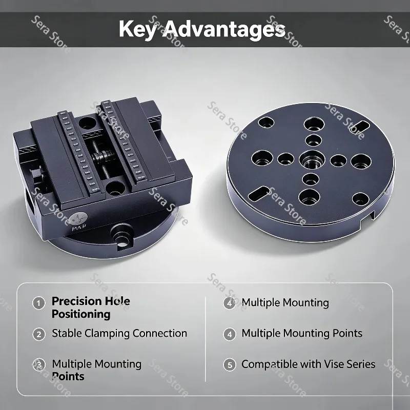 Series Vice Universal Adapter Plate, Separately Usable Connection Base Plate, Compatible with Zero‑Point Positioning Fixture
