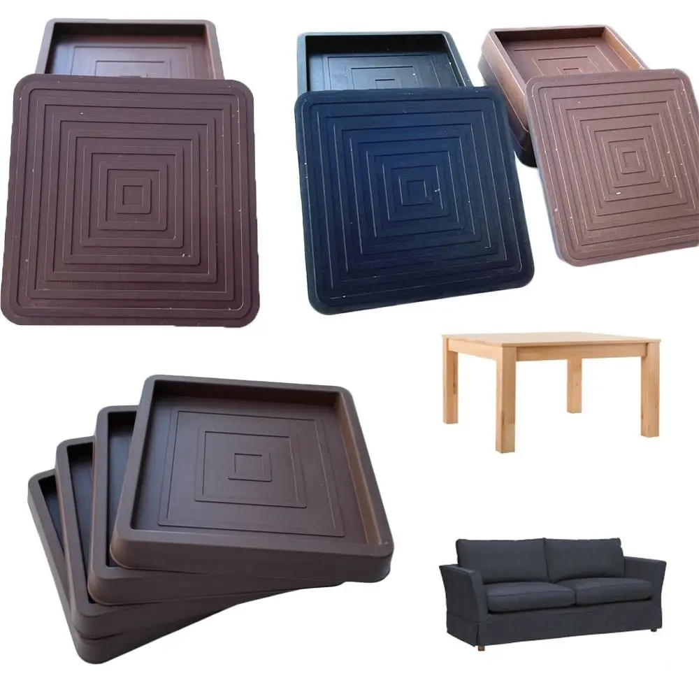 

4Pcs Rubber Furniture Coasters Non Slip Square Furniture Pads 2.5/3.5inch Chair Feet Stoppers Couch/Chair/Bed Stoppers