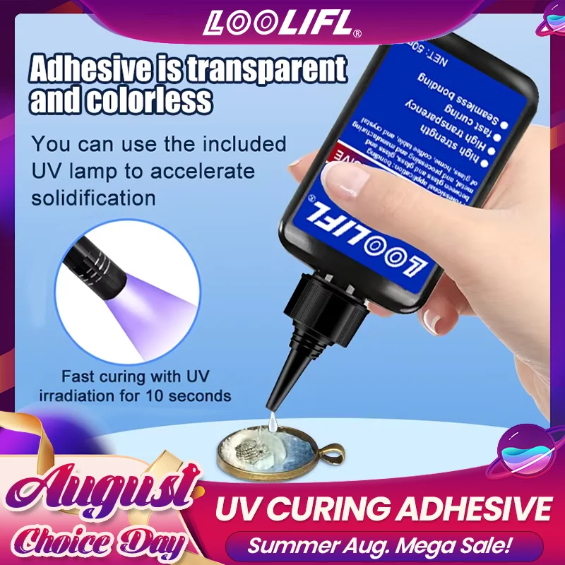 50g Crystal Resin UV Glue DIY Jewelry Making High Hardness Fast Drying Harder Epoxy Glue, UV Cure Resin for Craft Jewelry Making