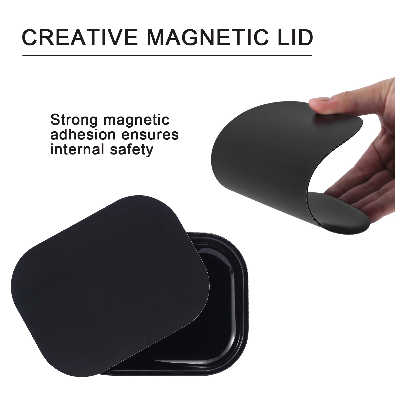 7" X 5.5" Black Metal Rolling Tray with PVC Soft Magnetic Lid image 4