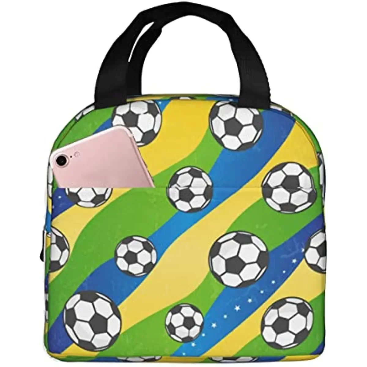 

Brasil Futebol Lunch Bag for Women Men,Insulated Lunch Box for Adult Reusable Lunch Tote Bag for Work, Picnic, School or Travel