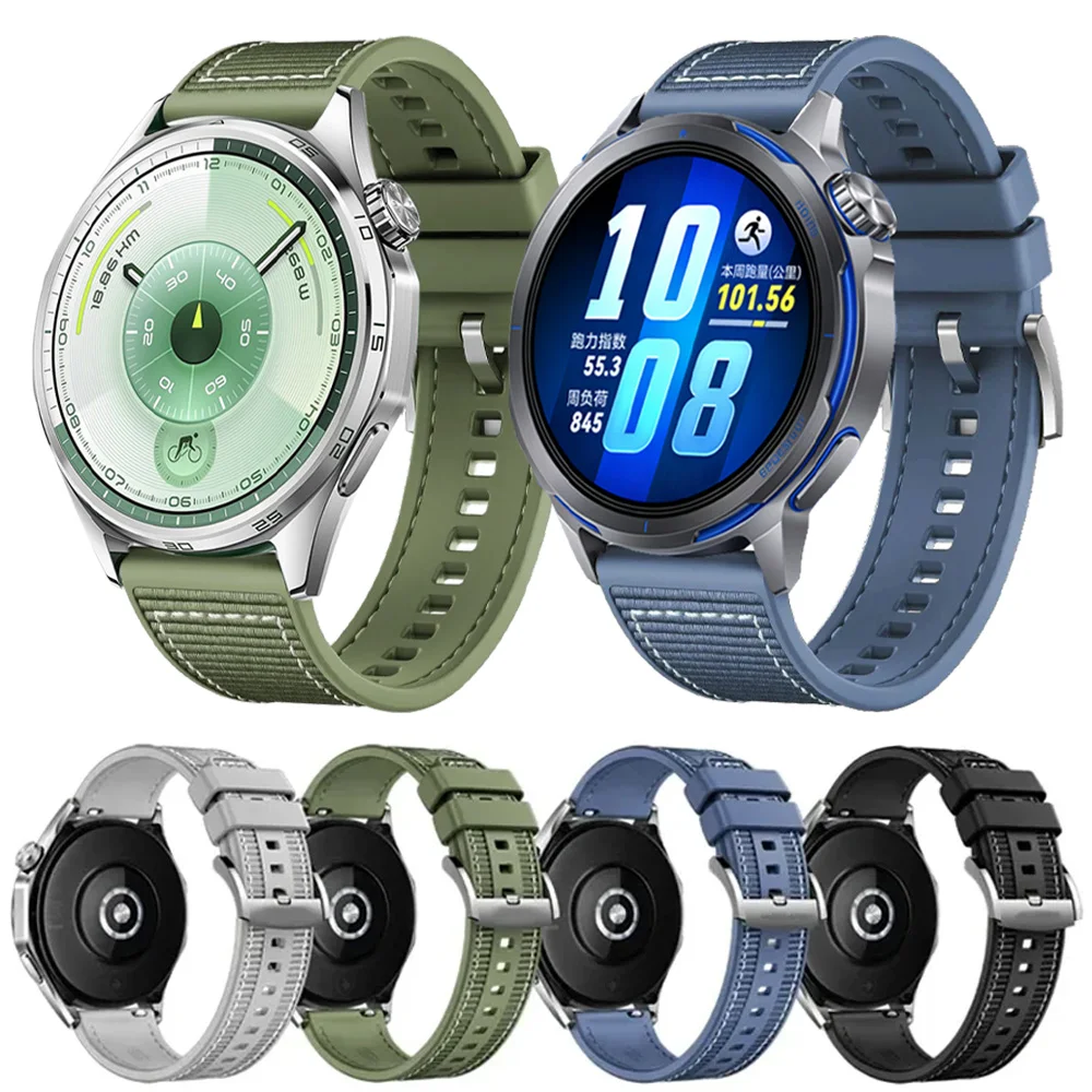 22mm Composite Silicone Strap For Huawei Watch GT6-5 Pro GT6-5-4 46mm Official Nylon Braided Wristband Huawei Watch GT Runner 2