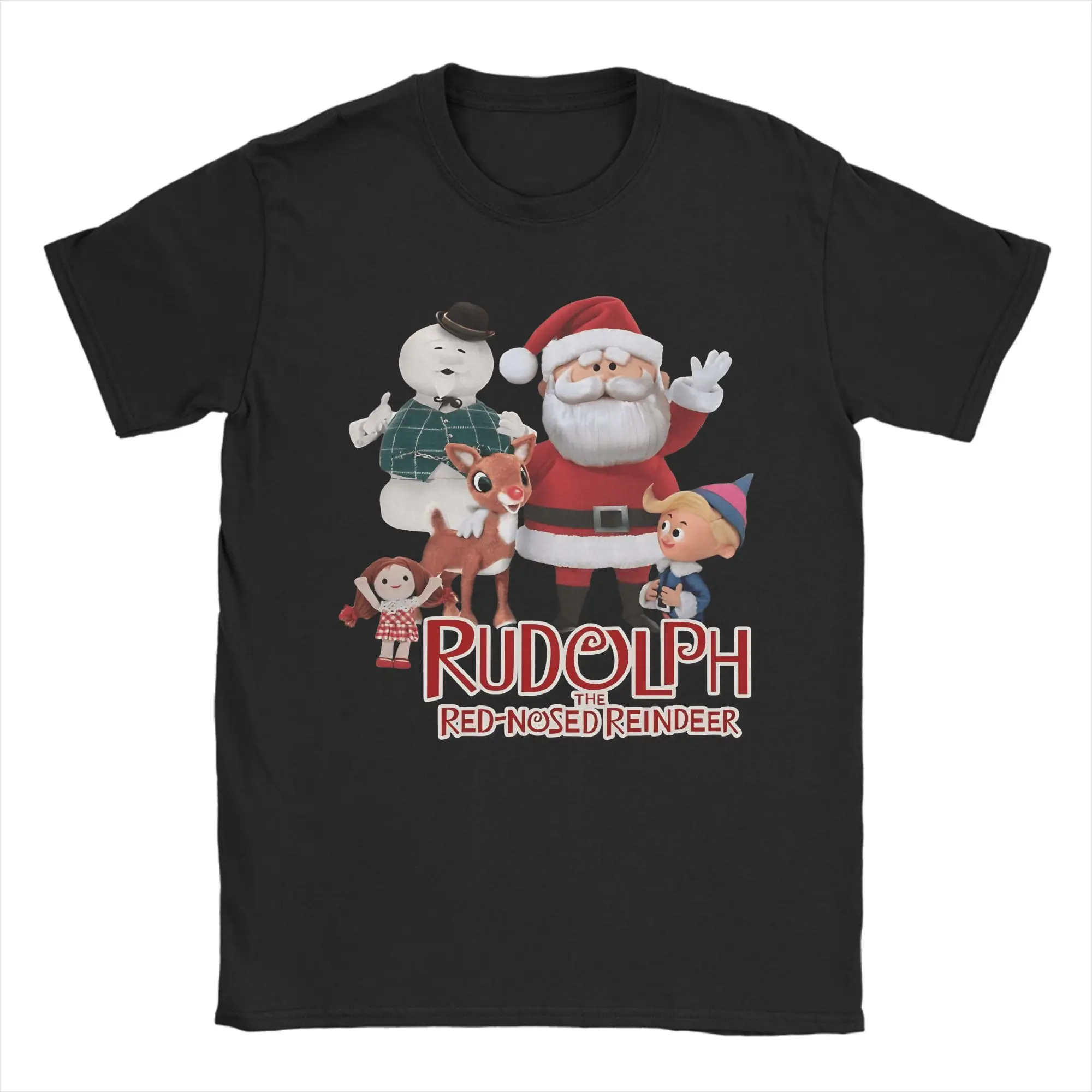 

Rudolph Red Nose Rudy Xmas T-Shirt Men Awesome Cotton Tee Shirt Crewneck Short Sleeve T Shirt Gift Idea Clothes