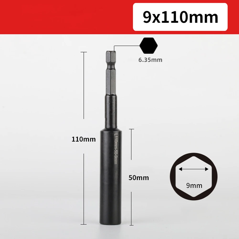 Chrome Vanadium Steel 110mm Deep Socket Adapter for Hex Nut Drivers Used with Pneumatic Electric and Manual Drill Tools