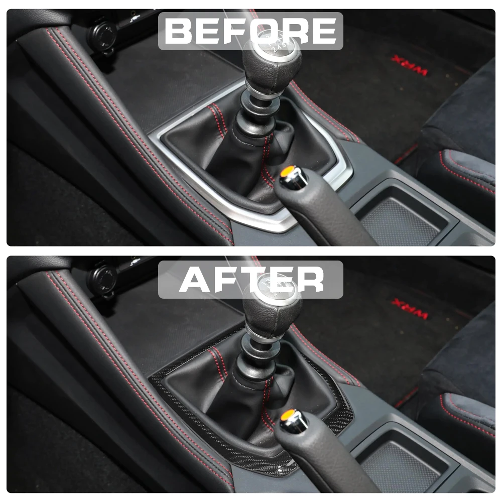 Car Interior Accessories Real Carbon Fiber MT Gear Shift Box Gearbox Handbrake Cover Trim For Subaru WRX 2022-2024