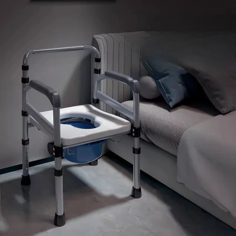 

Многофункциональное прикроватное кресло-туалет 3-в-1, устойчивое портативное кресло-туалет с ведром для сбора отходов, сиденье для унитаза до 160 кг для пожилых людей, подставка-увеличитель для унитаза