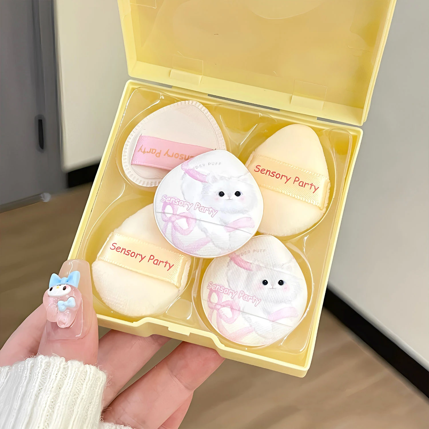 5pcs/set Mini Finger Puffs Face Concealer Cream Powder Applicator Makeup Tool Velvet Detail Liquid Foundation Sponge Beauty Puff