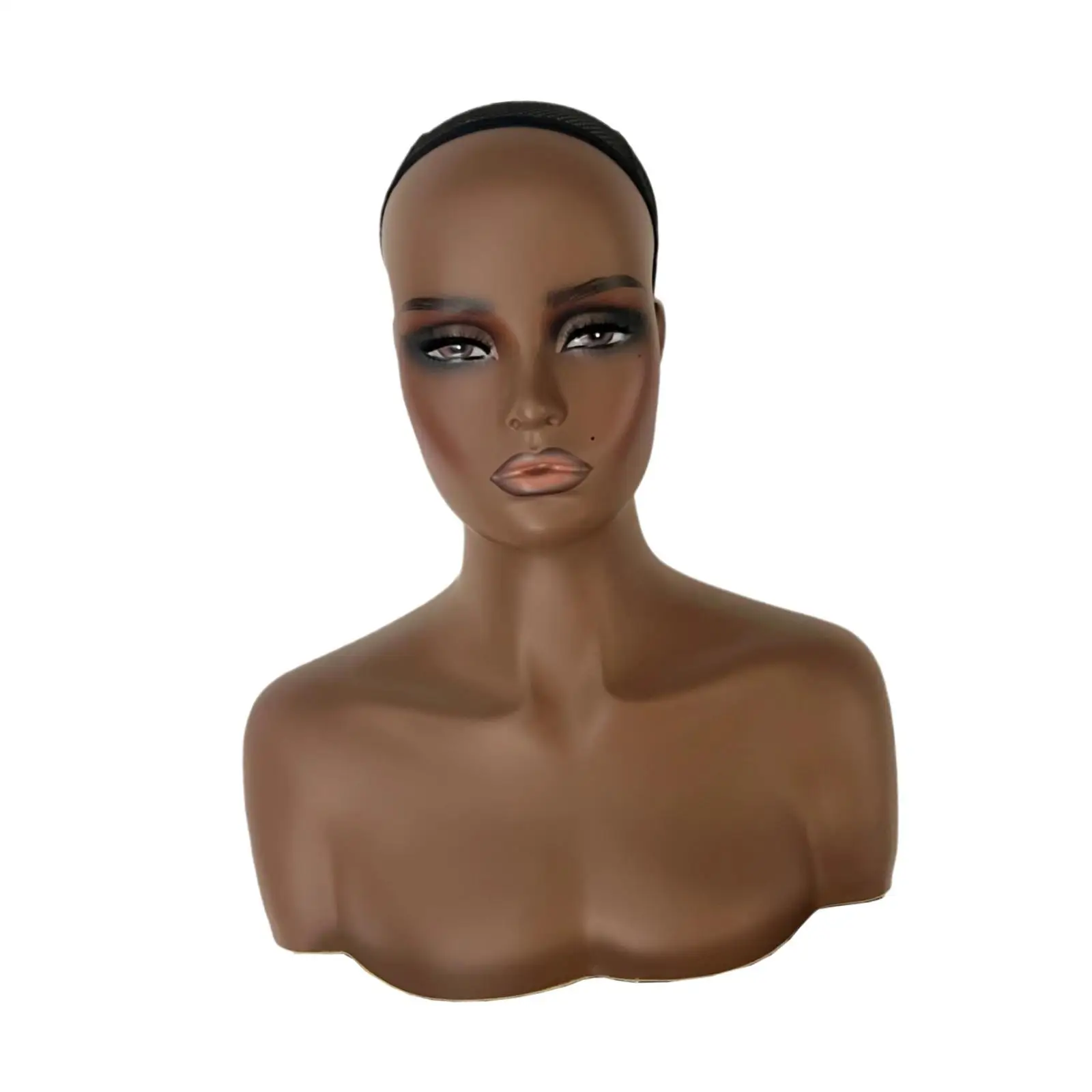 Wig Display Stand Realistic Female Mannequin Head with Earring Holes Hat with Makeup Women