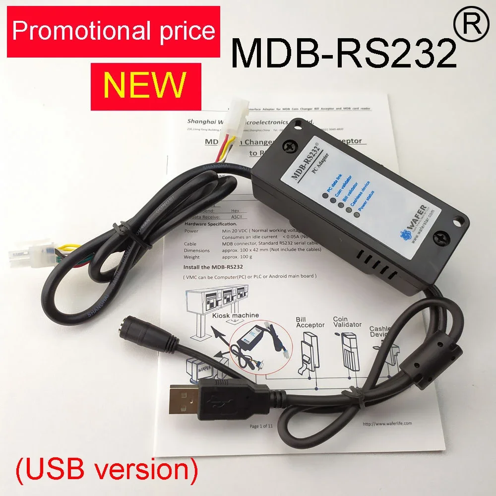 New 2020 USB Version MDB-RS232 device to convert the MDB coin validator data to PC RS232 for Vending machine