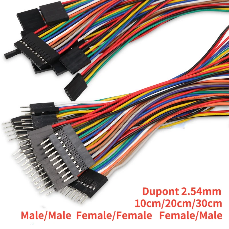 10PCS 2.54MM Dupont Line  Male Female Double Headed 1P 2P 3P 4P 5P 6P 7P 8P 9P 10 Pin Dupont Jumper Cable Wire for PCB