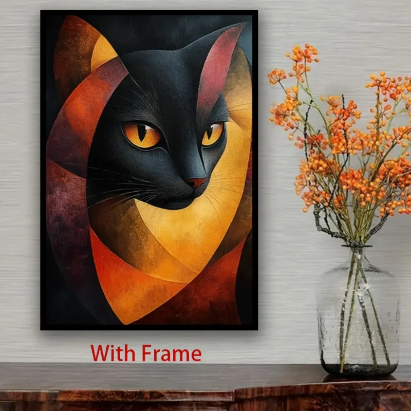 

Black Cat Abstract Art Print Frameless, Modern Wall Decor, Artwork for Living Room, Bedroom, Home Office, Kitchen, Restaurants