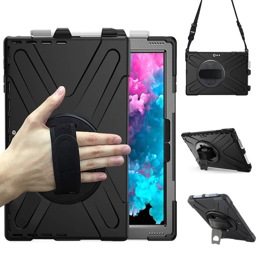 

Handle Shoulder Strap Case for Microsoft Surface Pro X 13 Inch Pro 7/6/5/4 12.3'' Go 3/2 Rugged Shockproof Cover with Pen Holder