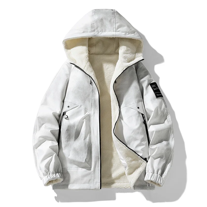 

Winter Men's Trendy Handsome Lamb Fleece Coat Outdoor Sports Leisure Windproof Breathable Warm Double sided Cotton Jacket
