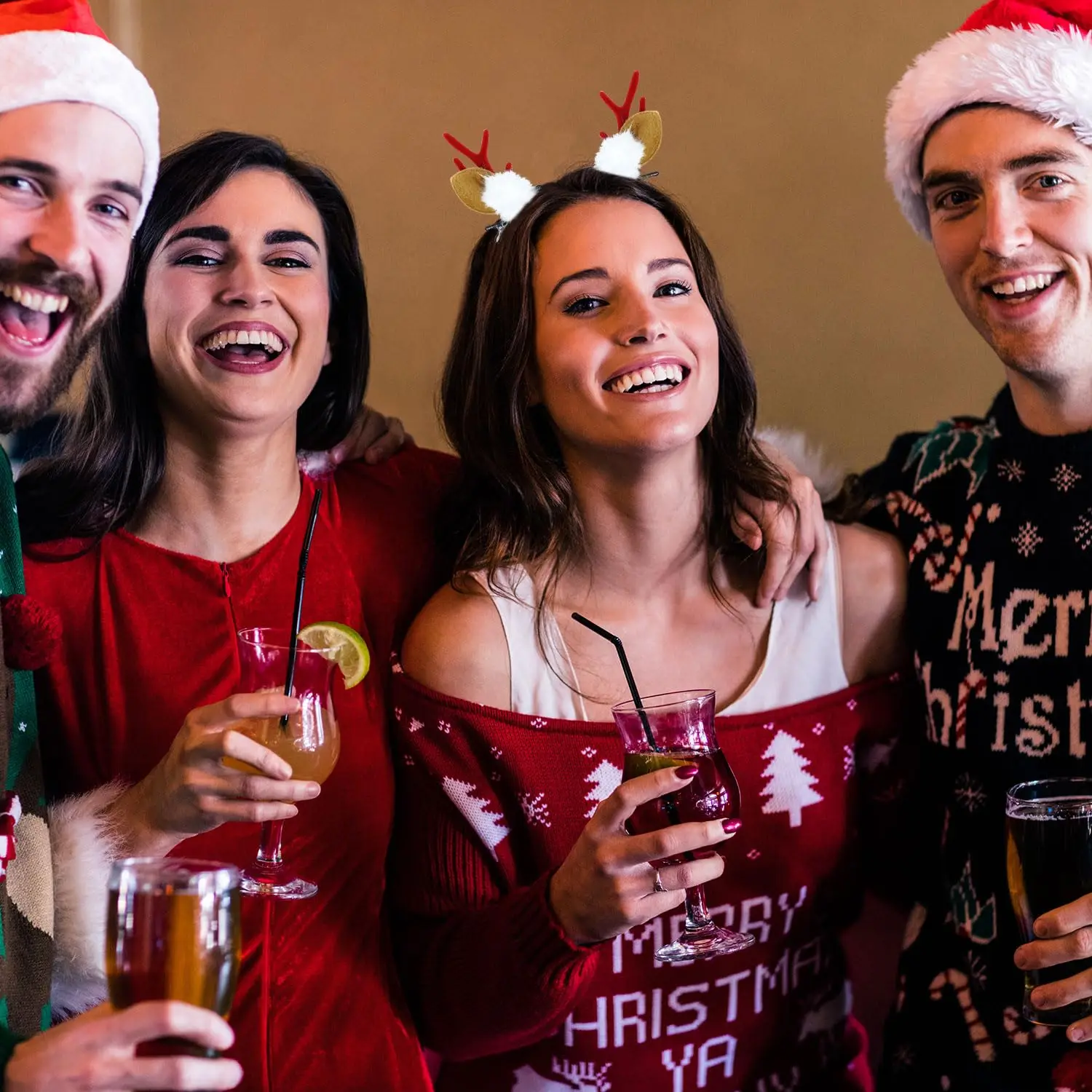 2 قطعة قرون الرنة عيد الميلاد مقاطع الشعر ، لطيف عيد الميلاد الغزلان القرن دبابيس الشعر مع بوم بومس ، إكسسوارات الشعر احتفالية لعيد الميلاد