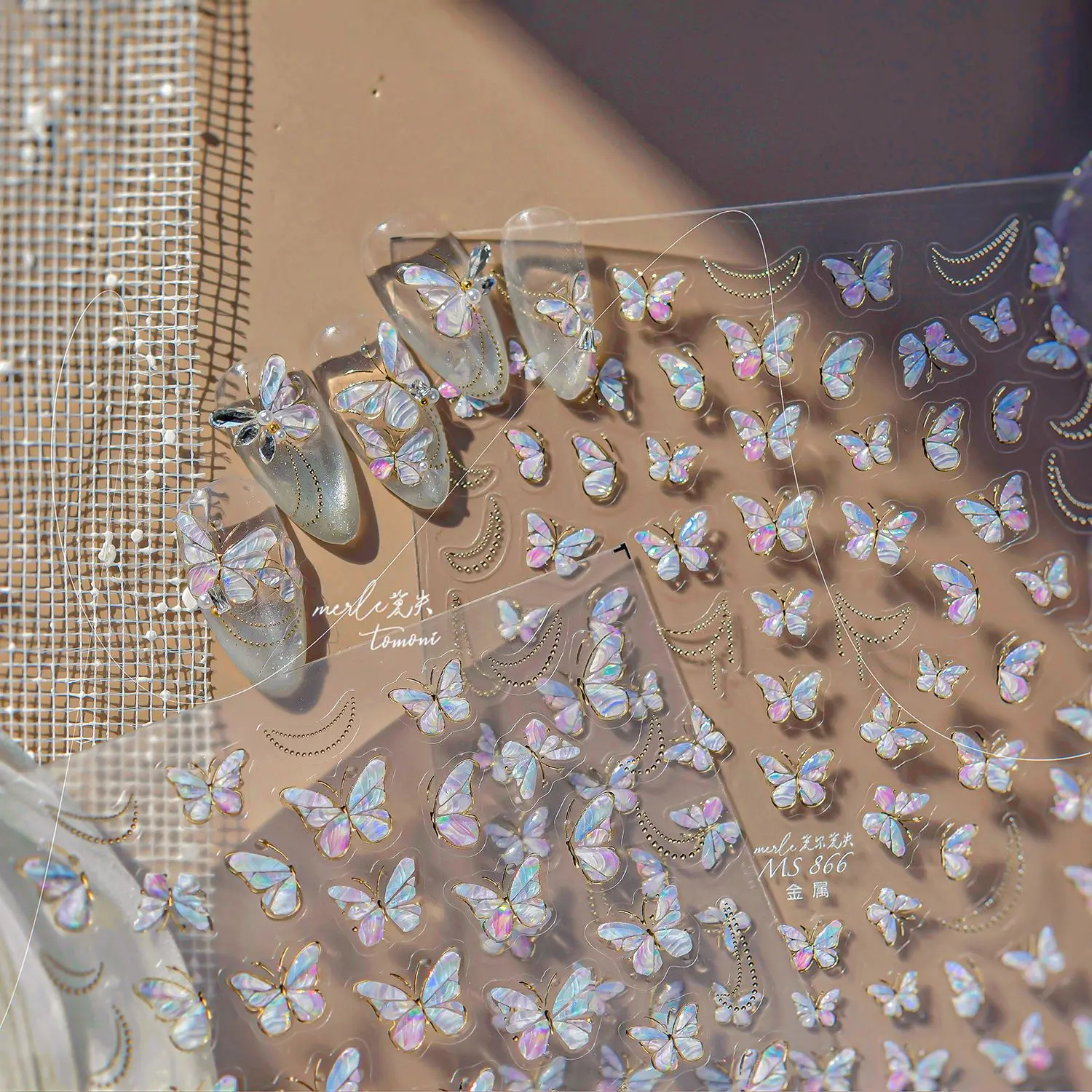 

Dreamy Shiny Butterfly Star Nail Stickers Metal Sparkling Gold Silver Rose Flower Nail Art Stickers Decorations Manicure Decals