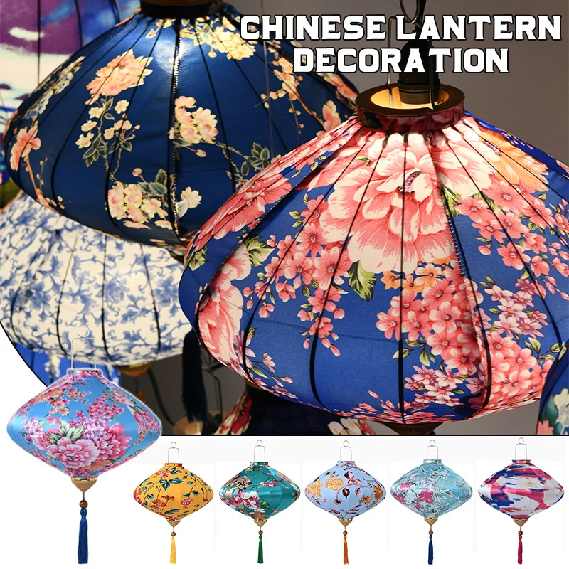 Classic Palace Lantern Waterproof Silk Chinese Style Lantern Spring Festival Party Hanging Decor 12/14inch