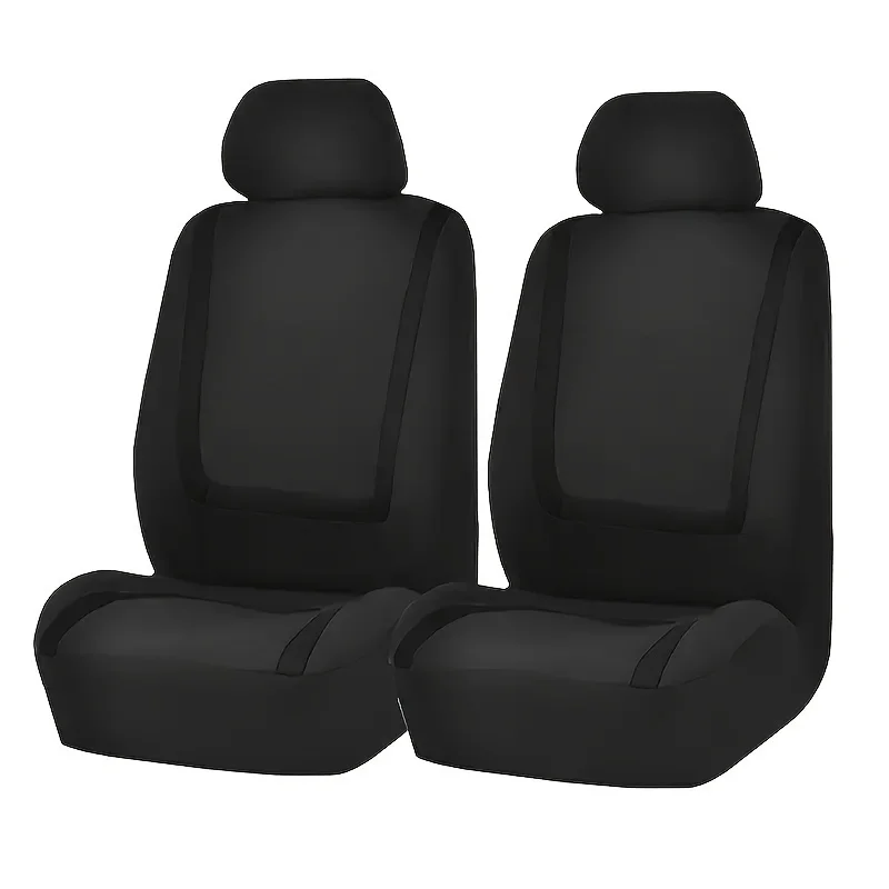 2Pcs Car Front Seat Covers Breathable Fabric Stripe Design Universal Driver Passenger Seat Protectors