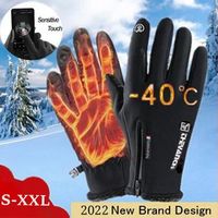 Men Winter Touch Screen Black Color Motorcycle Gloves Racing Riding Gloves Thermal Fleece Lined Heated Riding Gloves