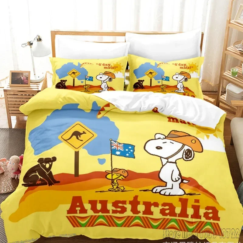 Cartoon Anime Snoopy Duvet Cover Set HD Comforter Cover for Kids Bedding Sets Bedclothes Bedroom Decor