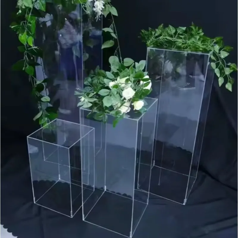 

5 PCS/Set Square Transparent Acrylic Stand Wedding Event Decoration Rectangle Acrylic Pedestal Cake Stand