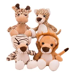 25cm śliczne leśne zwierzę wypchana zabawka dżungla ślub rzuć prezent dla dzieci pazur maszyna lalka żyrafa lew tygrys Leopard