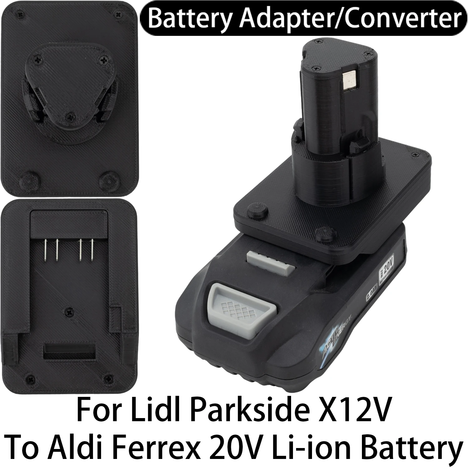 

Battery Adapter Converter For Lidl Parkside X12V Li-ion Tools To Aldi Ferrex 20V Li-ion Battery Adapter Power Tool Accessory