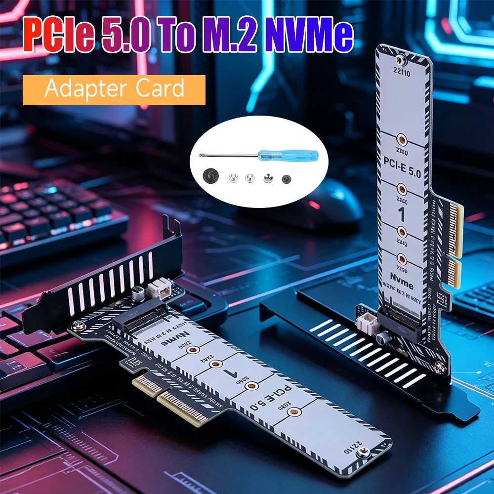 M.2 NVME SSD Adapter Full Height/Low Profile Bracket Supports 2280 2260 2242 2230 22110 NVMe PCIe Adapter (Not for SATA NGFF)